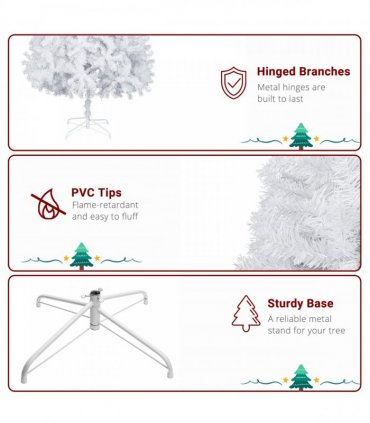 6FT Iron Leg White Christmas Tree with 400 Branches
