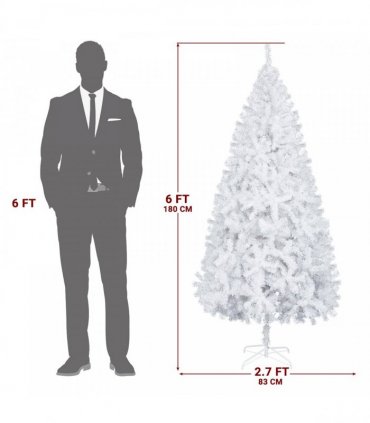 6FT Iron Leg White Christmas Tree with 400 Branches