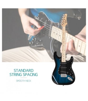 Glarry GST Stylish Electric Guitar Kit with Black Pickguard Blue Color