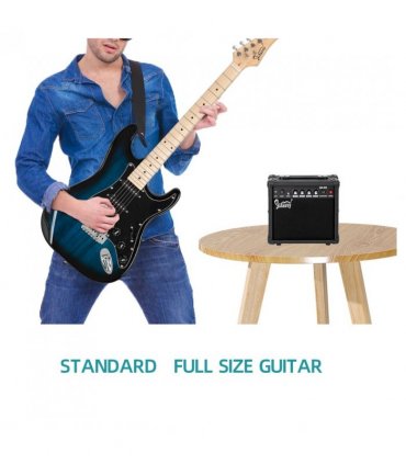 Glarry GST Stylish Electric Guitar Kit with Black Pickguard Blue Color