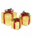 3pcs 10 Inch-8 Inch-6 Inch Golden Gift Box Garden Gift Box Decoration 5M Long Power Cord UK Gauge
