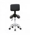 Saddle Shape Adjustable Salon Stool with Back Black