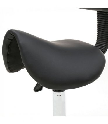 Saddle Shape Adjustable Salon Stool with Back Black