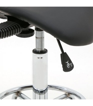 Saddle Shape Adjustable Salon Stool with Back Black