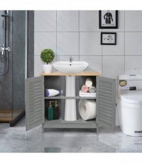 FCH Modern Double Shutter Door MDF Spray Paint  Bathroom Sink Cabinet Gray