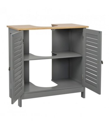 FCH Modern Double Shutter Door MDF Spray Paint  Bathroom Sink Cabinet Gray