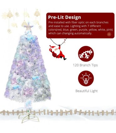 4ft 120 Branch Fiber Optic PVC Branch Iron Bracket Christmas Tree White