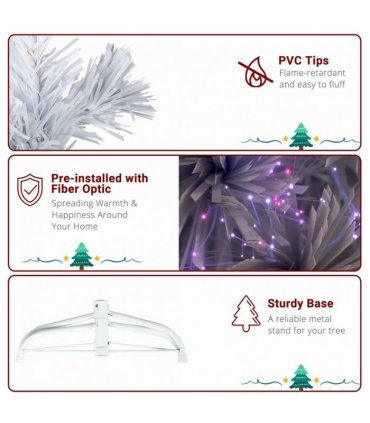 4ft 120 Branch Fiber Optic PVC Branch Iron Bracket Christmas Tree White