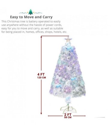 4ft 120 Branch Fiber Optic PVC Branch Iron Bracket Christmas Tree White