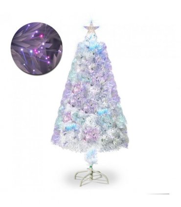 4ft 120 Branch Fiber Optic PVC Branch Iron Bracket Christmas Tree White