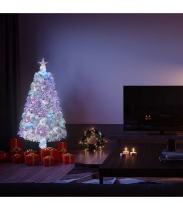 4ft 120 Branch Fiber Optic PVC Branch Iron Bracket Christmas Tree White