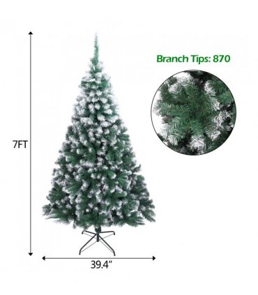 7FT Spray White PVC Christmas Tree 870 Branches