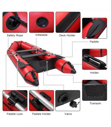Camping Survivals 10ft PVC 330kg Water Adult Assault Boat Red Black