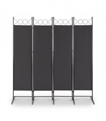 5.74FT 4-Fold Top With Shape 130g Polyester Cloth Plastic Feet Carbon Steel Frame Foldable Screen Black