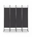 5.74FT 4-Fold Top With Shape 130g Polyester Cloth Plastic Feet Carbon Steel Frame Foldable Screen Black