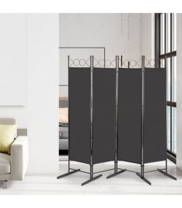 5.74FT 4-Fold Top With Shape 130g Polyester Cloth Plastic Feet Carbon Steel Frame Foldable Screen Black