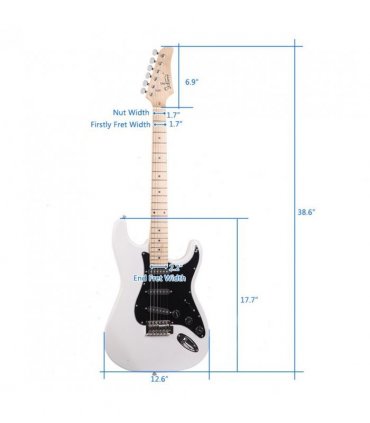 Glarry GST Stylish Electric Guitar Kit with Black Pickguard White
