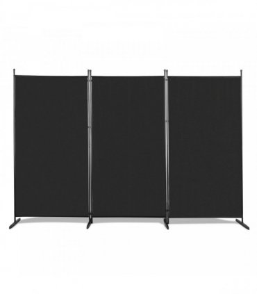 6FT Trifold 130g Polyester Fabric Plastic Foot Carbon Steel Frame Foldable Screen Black