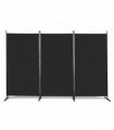 6FT Trifold 130g Polyester Fabric Plastic Foot Carbon Steel Frame Foldable Screen Black