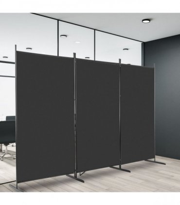 6FT Trifold 130g Polyester Fabric Plastic Foot Carbon Steel Frame Foldable Screen Black