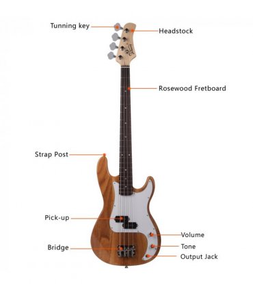 Glarry GP Electric Bass Guitar Cord Wrench Tool Burlywood