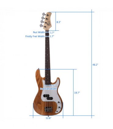 Glarry GP Electric Bass Guitar Cord Wrench Tool Burlywood