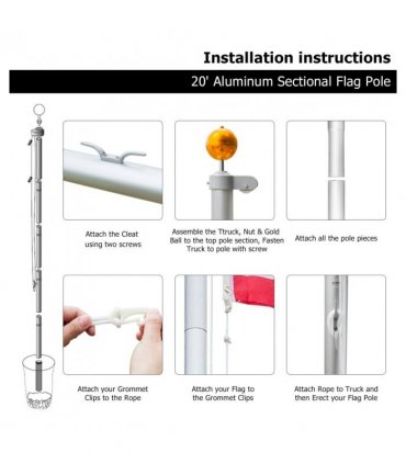 5.1*5.1*600cm Aluminum Alloy Splicing Flagpole Adjustable And Retractable Courtyard Outdoor Flagpole