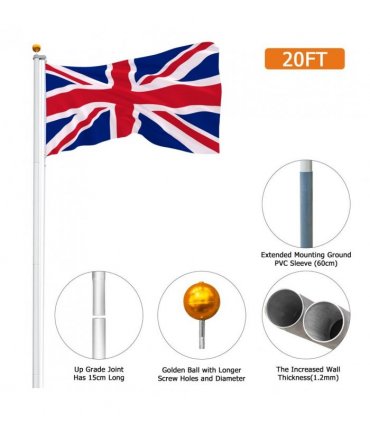 5.1*5.1*600cm Aluminum Alloy Splicing Flagpole Adjustable And Retractable Courtyard Outdoor Flagpole