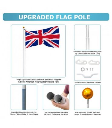 5.1*5.1*600cm Aluminum Alloy Splicing Flagpole Adjustable And Retractable Courtyard Outdoor Flagpole