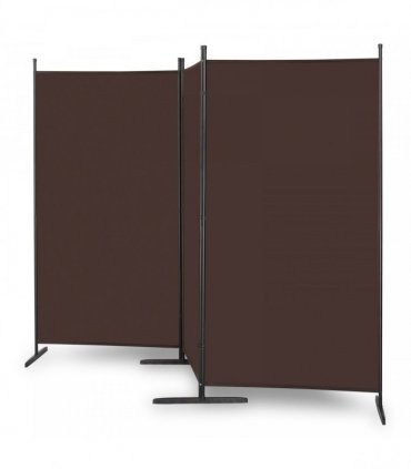 6FT Trifold 130g Polyester Fabric Plastic Foot Carbon Steel Frame Foldable Screen Brown