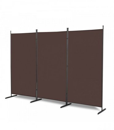 6FT Trifold 130g Polyester Fabric Plastic Foot Carbon Steel Frame Foldable Screen Brown