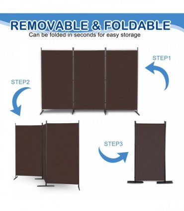 6FT Trifold 130g Polyester Fabric Plastic Foot Carbon Steel Frame Foldable Screen Brown