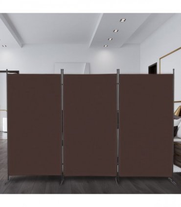 6FT Trifold 130g Polyester Fabric Plastic Foot Carbon Steel Frame Foldable Screen Brown