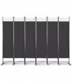 5.74FT 6-Fold Top With Shape 130g Polyester Cloth Plastic Feet Carbon Steel Frame Foldable Screen Black
