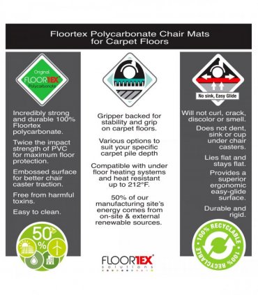 Ultimat® Polycarbonate Lipped Chair Mat for Carpets up to 12mm - 89 x 119cm