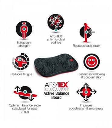 AFS-TEX® Active Anti-Microbial Exercise Wobble Balance Board - 35 x 50cm - Black