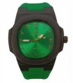 Clasico Mens Ladies Water Resistant Arabic Square Dial Green Rubber Strap Watch