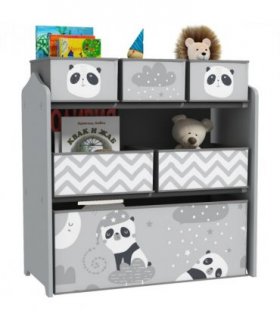 ZONEKIZ Kids Storage Unit with 6 Boxes, Toy Storage Organiser, Grey