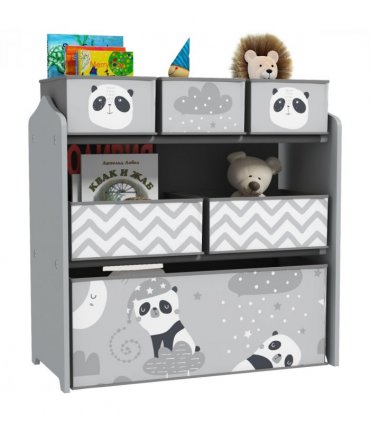 ZONEKIZ Kids Storage Unit with 6 Boxes, Toy Storage Organiser, Grey