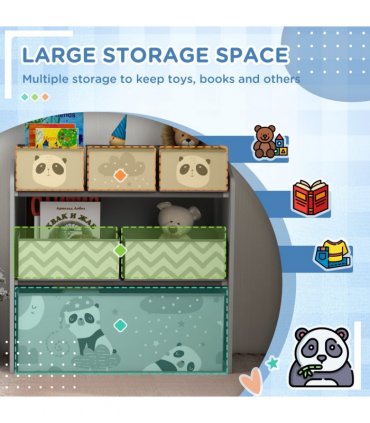 ZONEKIZ Kids Storage Unit with 6 Boxes, Toy Storage Organiser, Grey
