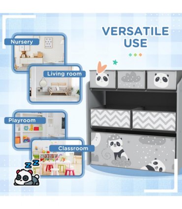 ZONEKIZ Kids Storage Unit with 6 Boxes, Toy Storage Organiser, Grey