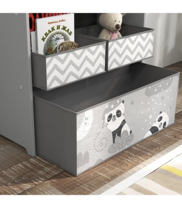 ZONEKIZ Kids Storage Unit with 6 Boxes, Toy Storage Organiser, Grey