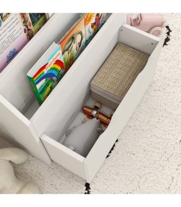 AIYAPLAY Kids Bookcase w/ 3 Tier Shelves, Drawer, for Bedroom, Nursery, White