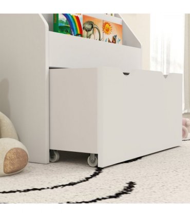 AIYAPLAY Kids Bookcase w/ 3 Tier Shelves, Drawer, for Bedroom, Nursery, White