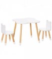 HOMCOM 3 Piece Kids Table and Chair Set with 2 Bear-shaped Chairs, White