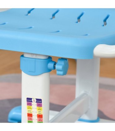 HOMCOM Kids Study Desk and Chair Set w/ USB Lamp, Adjustable Height, Blue