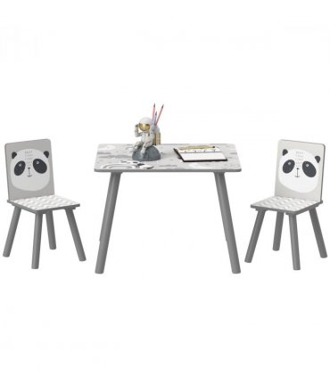 ZONEKIZ Kids Table and Chair Set, Toddler Table with 2 Chairs, Grey
