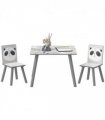 ZONEKIZ Kids Table and Chair Set, Toddler Table with 2 Chairs, Grey