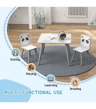 ZONEKIZ Kids Table and Chair Set, Toddler Table with 2 Chairs, Grey