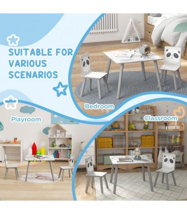 ZONEKIZ Kids Table and Chair Set, Toddler Table with 2 Chairs, Grey